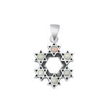 Load image into Gallery viewer, Sterling Silver Oxidized White Lab Opal Pendant-22.2mm
