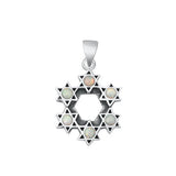 Sterling Silver Oxidized White Lab Opal Pendant-22.2mm