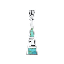 Load image into Gallery viewer, Sterling Silver Oxidized Aztec Genuine Turquoise Pendant Face Height-27mm