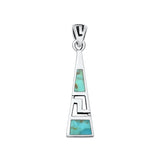 Sterling Silver Oxidized Aztec Genuine Turquoise Pendant Face Height-27mm