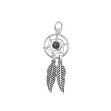 Sterling Silver Oxidized Onyx Dreamcatcher Stone Pendant-12 mm