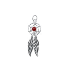 Load image into Gallery viewer, Sterling Silver Oxidized Red Agate Dreamcatcher Stone Pendant-10 mm