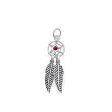 Load image into Gallery viewer, Sterling Silver Oxidized Red Agate Dreamcatcher Stone Pendant