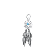 Load image into Gallery viewer, Sterling Silver Oxidized Turquoise Dreamcatcher Stone Pendant