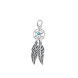 Sterling Silver Oxidized Turquoise Dreamcatcher Stone Pendant