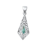 Sterling Silver Oxidized Genuine Turquoise Pendant Face Height-27.7mm