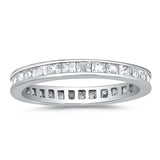 Sterling Silver Round Wedding Band Shaped Clear CZ RingAnd Band Width 4mm