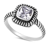 Sterling Silver Square Shaped Clear CZ Ring And Face Height 8mm