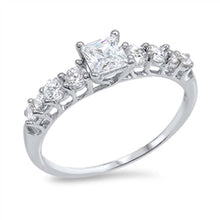 Load image into Gallery viewer, Sterling Silver Square Shaped Clear CZ Rings