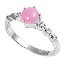 Load image into Gallery viewer, Sterling Silver Round Shaped Pink And Clear CZ Ring