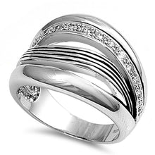 Load image into Gallery viewer, Sterling Silver Rhodium Plated Spring Shaped Clear CZ Ring