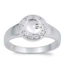Load image into Gallery viewer, Sterling Silver Round Lock Clear CZ Ring