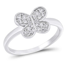 Load image into Gallery viewer, Sterling Silver Butterfly Shaped Clear CZ RingAnd Face Height 8mmAnd Band Width 2mm