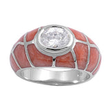 Sterling Silver Bali Design Oval Shaped Clear CZ Ring and Face Height 13mmAnd Band Width 2mm