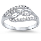 Sterling Silver Modish Celtic Infinity Knot Design Inlaid with Clear Czs RingAnd Face Height of 10MM