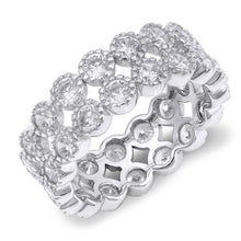 Load image into Gallery viewer, Sterling Silver Double Lines Circles Shaped Clear CZ RingAnd Face Height 8mmAnd Band Width 8mm