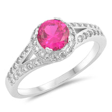 Load image into Gallery viewer, Sterling Silver Ruby Round Shaped Clear CZ RingAnd Face Height 8mmAnd Band Width 2mm