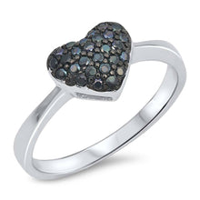 Load image into Gallery viewer, Sterling Silver Centered Heart with Pave Black CZ with Face Height of 8 mm