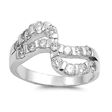 Load image into Gallery viewer, Sterling Silver Infinity Shaped Clear CZ RingAnd Face Height 15mmAnd Band Width 3mm