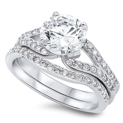 Sterling Silver Circle Shaped Cubic Zirconia Wedding Ring, Face Height 9mm And Band Width 2mm