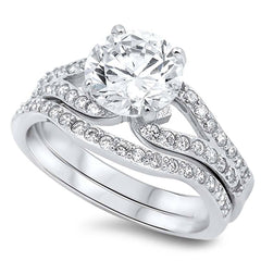 Sterling Silver Circle Shaped Cubic Zirconia Wedding Ring, Face Height 9mm And Band Width 2mm