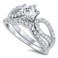 Load image into Gallery viewer, Sterling Silver Round Shaped Cubic Zirconia Wedding RingAnd Face Height 7mmAnd Band Width 2mm