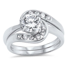 Load image into Gallery viewer, Sterling Silver Round Shaped Cubic Zirconia Wedding RingAnd Face Height 6mmAnd Band Width 2mm