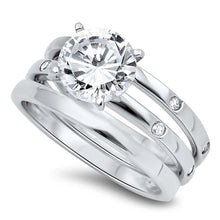 Load image into Gallery viewer, Sterling Silver Circle Shaped Cubic Zirconia Wedding RingAnd Face Height 8mmAnd Band Width 2mm