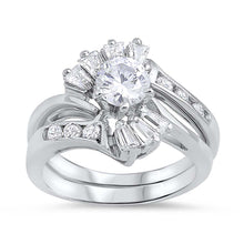 Load image into Gallery viewer, Sterling Silver Round Shaped Cubic Zirconia Wedding RingAnd Face Height 7mmAnd Band Width 2mm