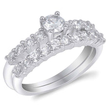 Load image into Gallery viewer, Sterling Silver Round Shaped Cubic Zirconia Wedding RingAnd Face Height 4mmAnd Band Width 2mm