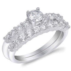 Sterling Silver Round Shaped Cubic Zirconia Wedding RingAnd Face Height 4mmAnd Band Width 2mm