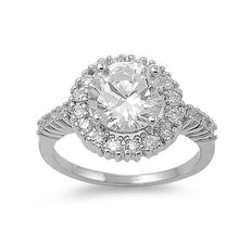 Load image into Gallery viewer, Sterling Silver Round Shaped Clear CZ RingAnd Face Height 9mmAnd Band Width 2mm