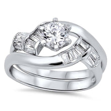Load image into Gallery viewer, Sterling Silver Round Shaped Cubic Zirconia Wedding RingAnd Face Height 6mmAnd Band Width 2mm