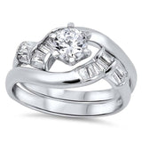 Sterling Silver Round Shaped Cubic Zirconia Wedding RingAnd Face Height 6mmAnd Band Width 2mm