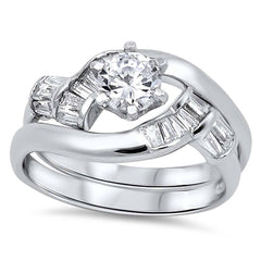 Sterling Silver Round Shaped Cubic Zirconia Wedding RingAnd Face Height 6mmAnd Band Width 2mm