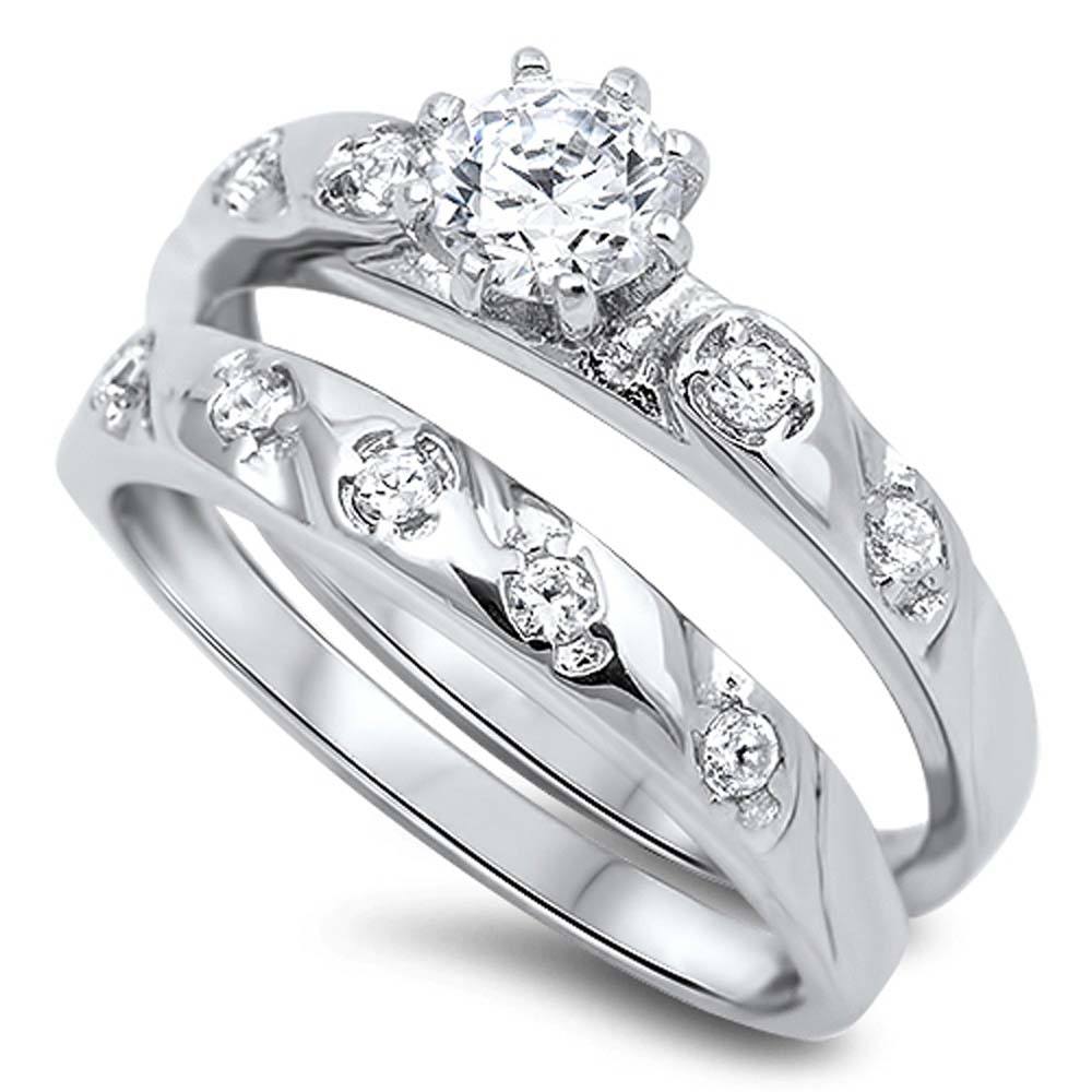 Sterling Silver Circle Shaped Cubic Zirconia Wedding RingAnd Face Height 6mmAnd Band Width 2mm