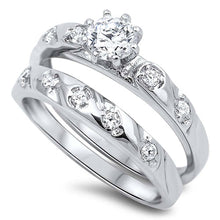 Load image into Gallery viewer, Sterling Silver Circle Shaped Cubic Zirconia Wedding RingAnd Face Height 6mmAnd Band Width 2mm