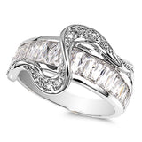 Sterling Silver S Clear CZ RingAnd Face Height 13mmAnd Band Width 3mm