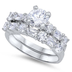 Sterling Silver Round Shaped Cubic Zirconia Wedding RingAnd Face Height 7mm