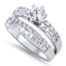 Load image into Gallery viewer, Sterling Silver Round Shaped Cubic Zirconia Wedding RingAnd Face Height 6mm