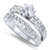 Sterling Silver Round Shaped Cubic Zirconia Wedding RingAnd Face Height 6mm