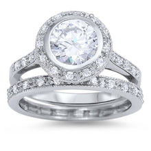 Load image into Gallery viewer, Sterling Silver Circle Shaped Cubic Zirconia Wedding RingAnd Face Height 12mm