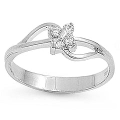 Sterling Silver Infinity Flower Shaped Clear CZ RingAnd Face Height 7mm