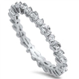 Sterling Silver Square And Round Wedding Band Clear CZ RingAnd Band Width 3mm