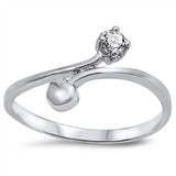 Sterling Silver Round And Apple Cut Clear CZ RingAnd Face Width 6mm