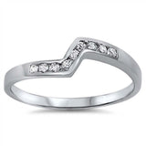 Sterling Silver Wave Shaped Clear CZ RingAnd Face Width 6mm