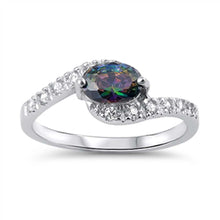 Load image into Gallery viewer, Sterling Silver Rainbow Topaz And Clear Cubic Zirconia Ring