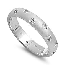 Load image into Gallery viewer, Sterling Silver Wedding Band Shaped Clear CZ RingsAnd Band Width 4mm