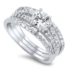 Load image into Gallery viewer, Sterling Silver Cone Shaped Cubic Zirconia Wedding RingAnd Face Height 9mm