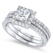 Load image into Gallery viewer, Sterling Silver Square Shaped Cubic Zirconia Wedding RingAnd Face Height 9mm